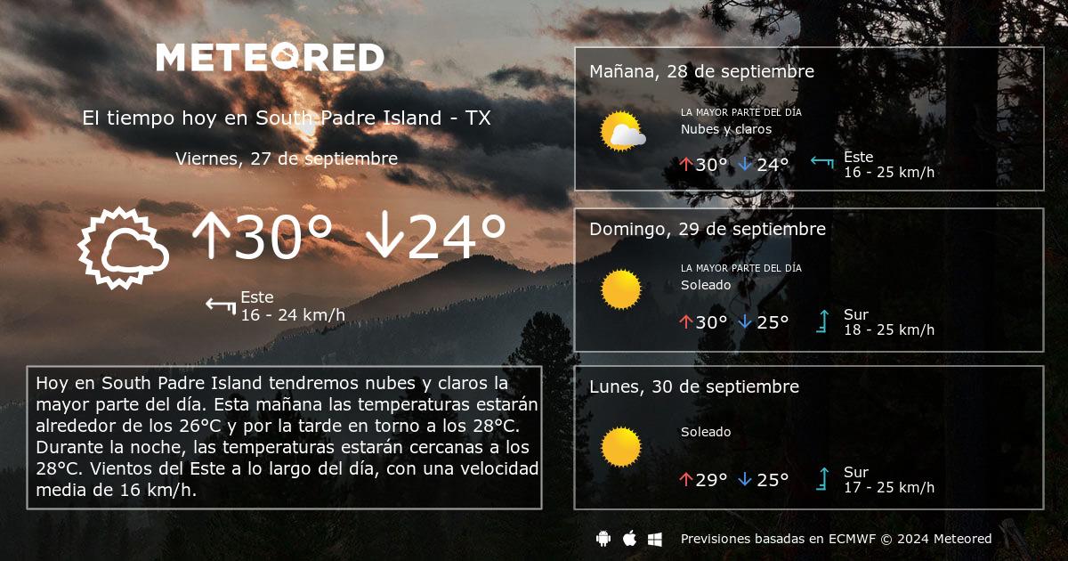 El Tiempo en South Padre Island - TX 14 días - Meteored