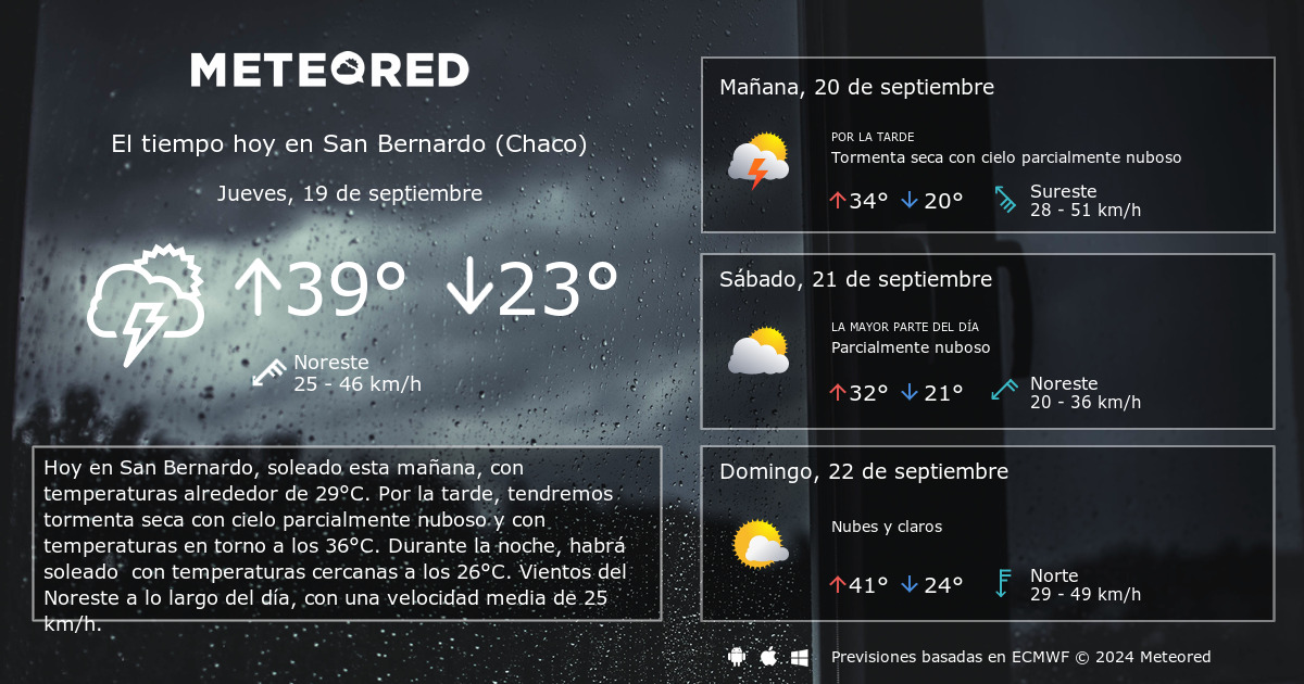 El Tiempo en San Bernardo Chaco 14 d as Meteored